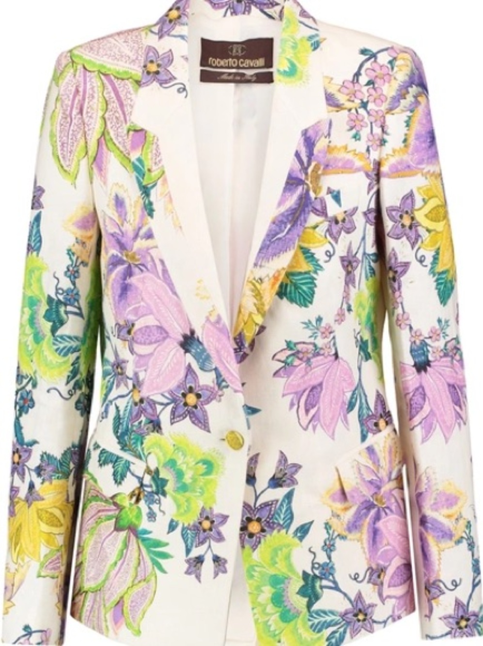 Roberto Cavalli Printed Flax Floral Blazer
